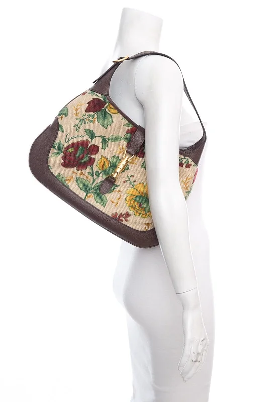 Gucci Brown Multi Flora Canvas LeatherJackie Shoulder Bag NWT