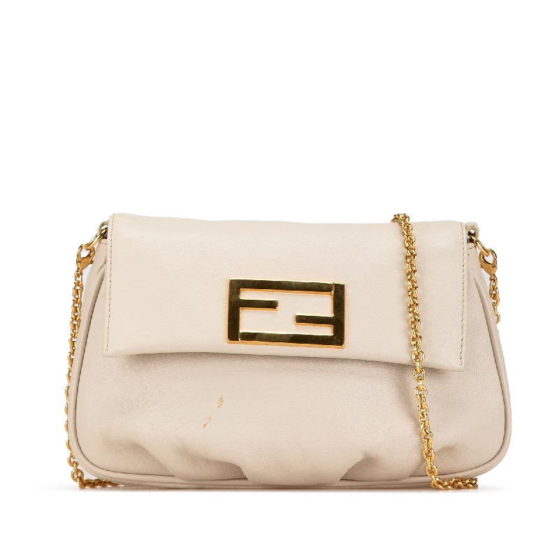 White Fendi Leather Fendista Pochette Crossbody