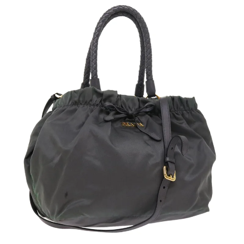 PRADA Hand Bag Nylon 2way Gray Auth 54970