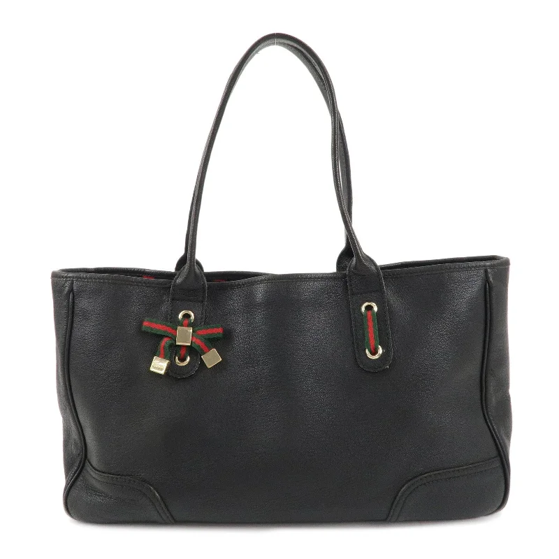 GUCCI Princy Sherry Leather Tote Bag Black 163805