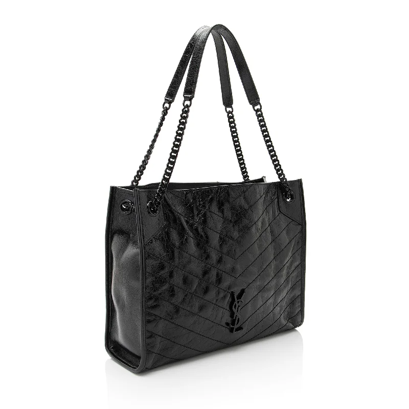 Saint Laurent Crinkled Calfskin Monogram Niki Medium Shopping Tote HoUdcp