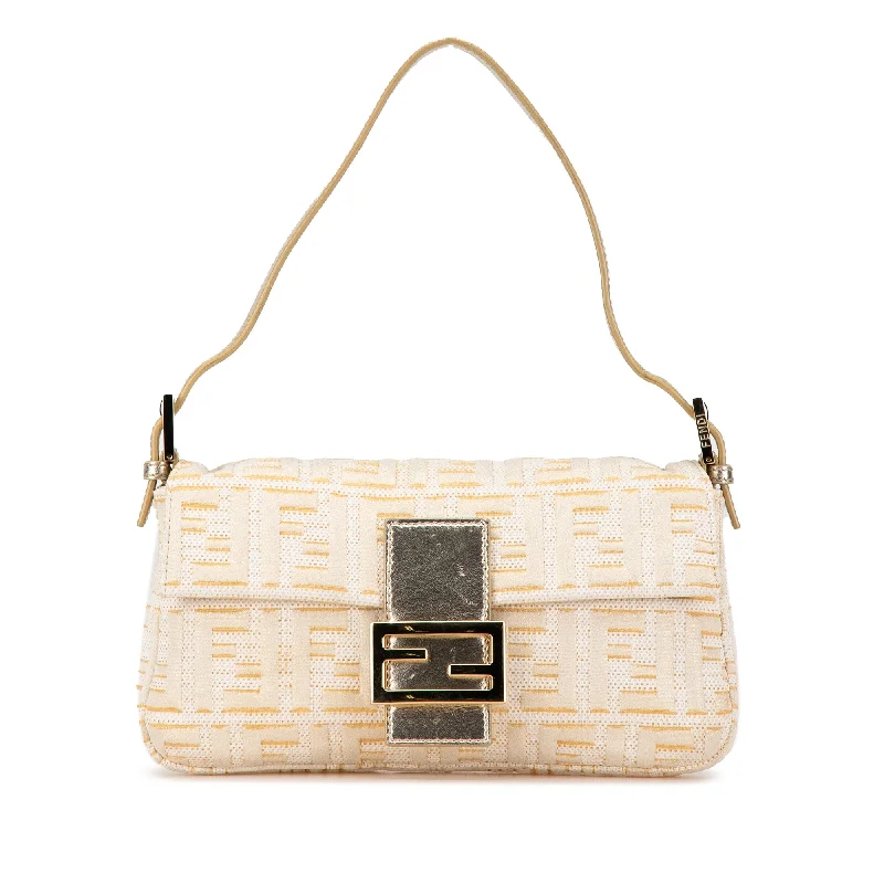 Gold Fendi Zucca Metallic Lurex Baguette Shoulder Bag