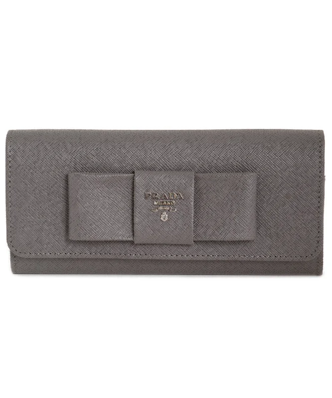 Prada Marble Saffiano Leather Flap Wallet With Bow Detail 1MH132 ZTM F0K44