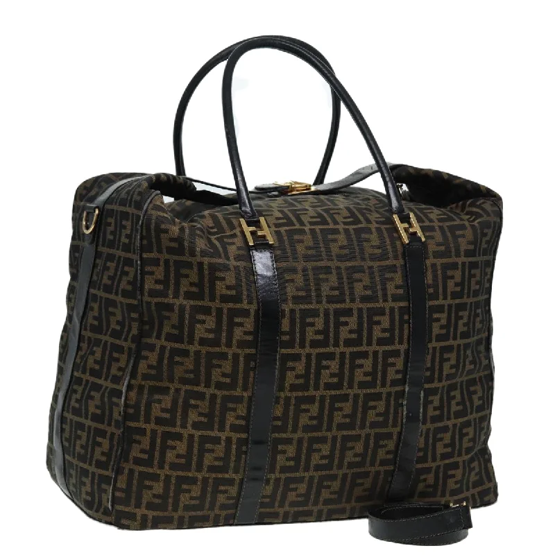 FENDI Zucca Canvas Boston Bag Brown Black  83151