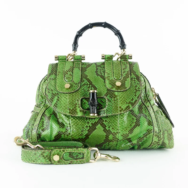 Pop Green and Black Python Bag