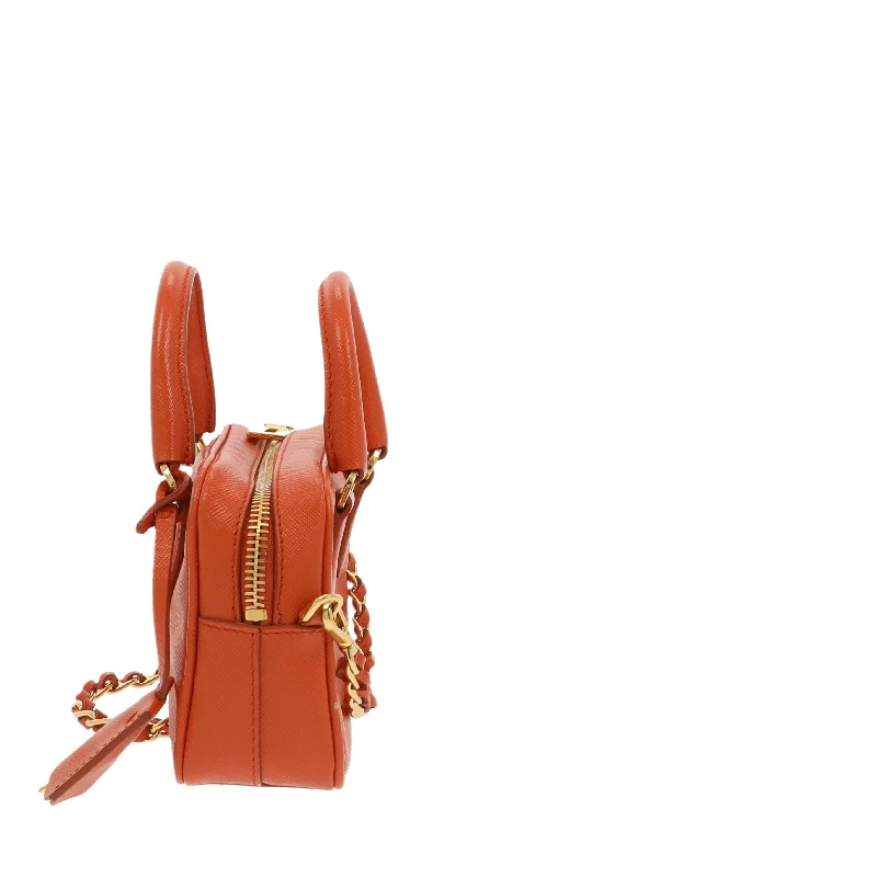 PRADA Galleria Crossbody Bag in Orange Leather