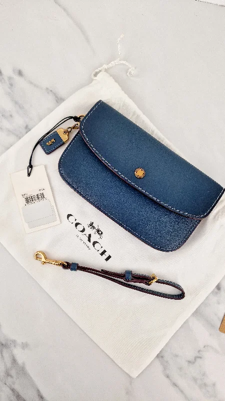 Coach 1941 Clutch Wallet Wristlet in Dark Denim Blue Smooth Leather - Coach 58818