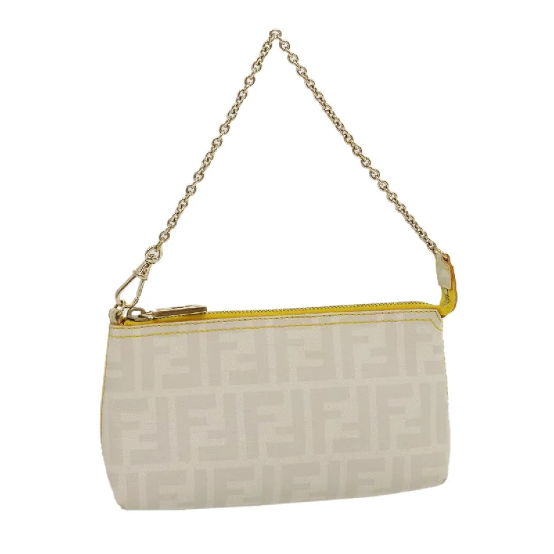 FENDI Zucca Canvas Accessory Pouch White  yk4812