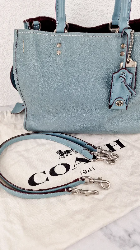 Coach 1941 Rogue 31 in Steel Blue Nickel Silver Hardware Satchel Handbag Leather Coach 38124