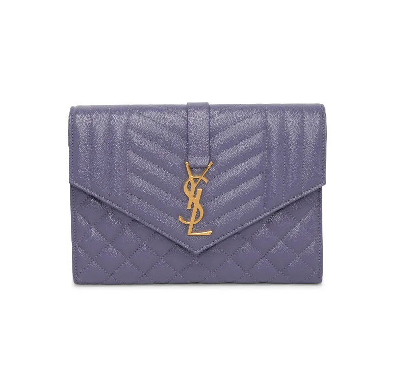 Saint Laurent Purple Mix Matelasse Envelope Flap Pouch