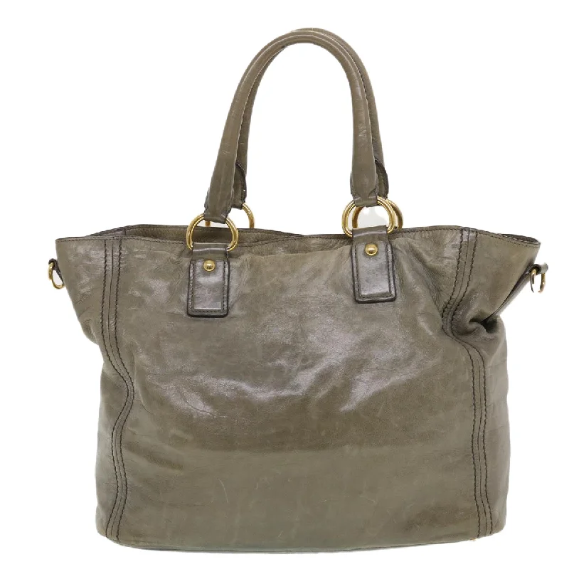 Prada Hand Bag Leather 2way Gray  44135