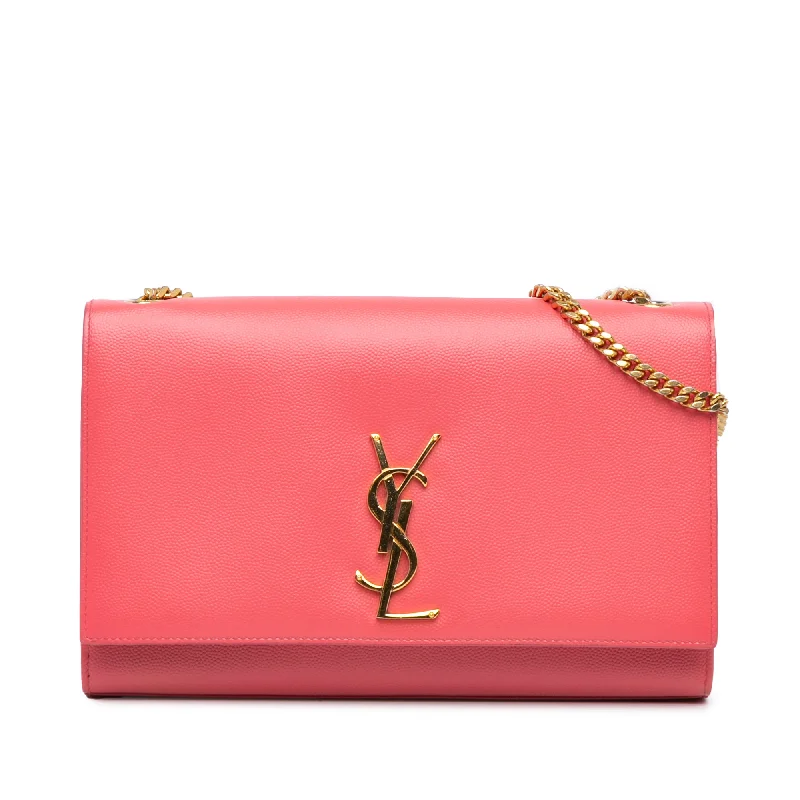 Pink Saint Laurent Medium Grain De Poudre Monogram Kate Crossbody