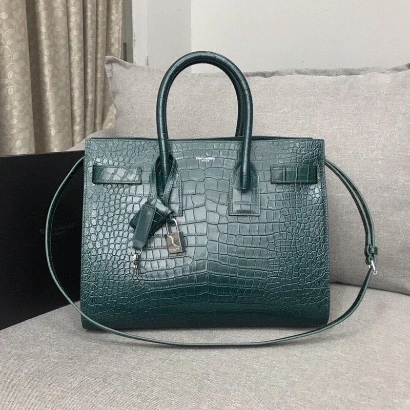 Yves Saint Laurent Sac De Jour Small In Embossed Crocodile Green