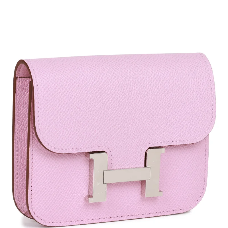 Hermes Constance Slim Wallet Mauve Sylvestre Epsom Palladium Hardware