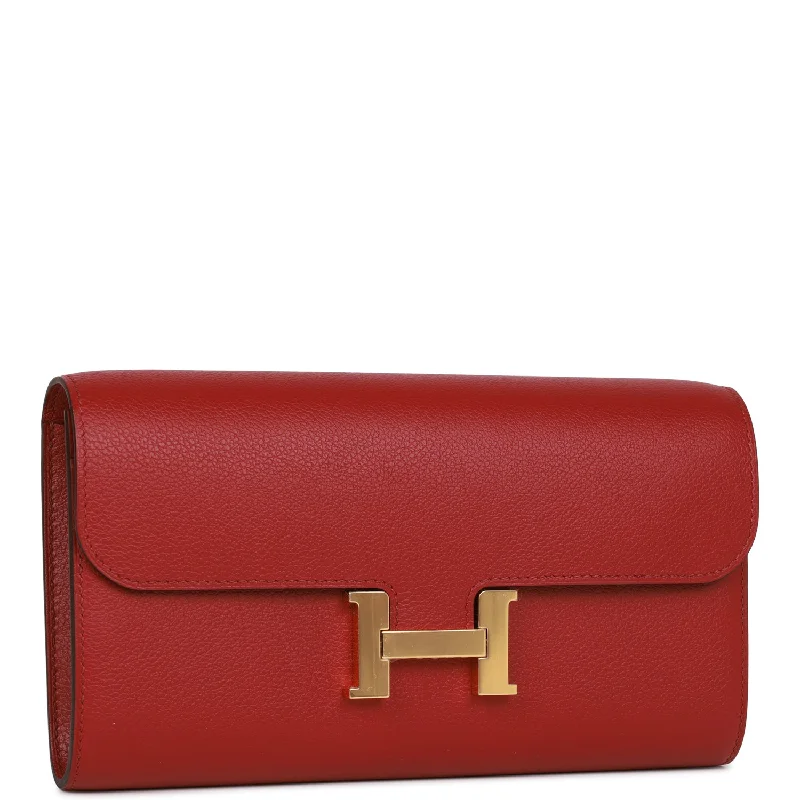 Hermes Constance Wallet To Go Rouge Grenat Evercolor Gold Hardware