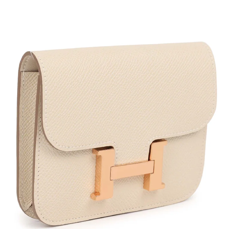 Hermes Constance Slim Wallet Craie Epsom Rose Gold Hardware