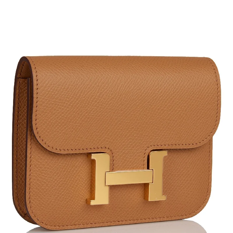 Hermes Constance Slim Wallet Biscuit Epsom Gold Hardware