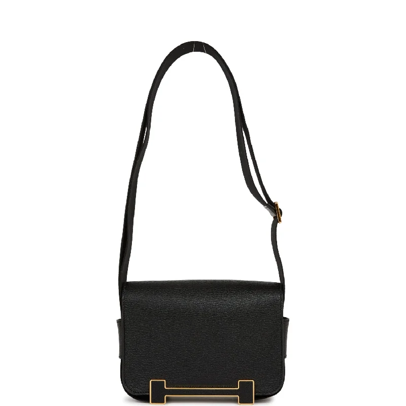 Hermes Geta Black Chevre Gold Hardware