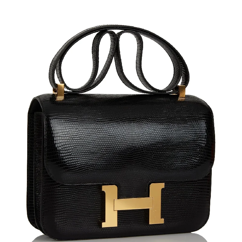 Hermes Constance 24 Black Lizard Niloticus Gold Hardware