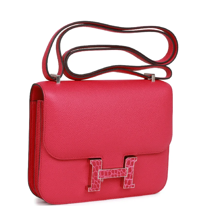 Hermes Constance 18 Rose Mexico Epsom and Alligator Palladium Hardware