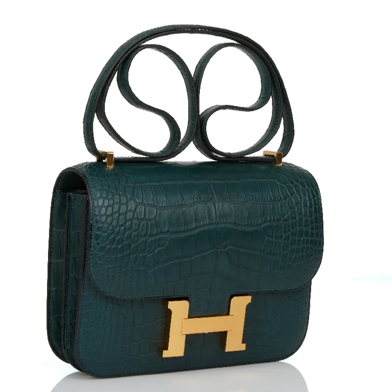 Hermes Constance 18 Vert Cypress Matte Alligator Gold Hardware