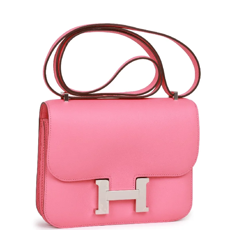 Hermes Constance 18 Rose Azalee Swift Palladium Hardware