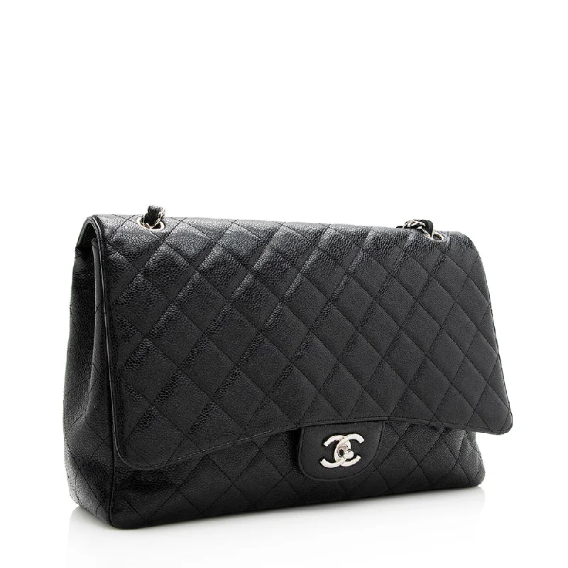 Chanel Caviar Leather Classic Maxi Single Flap Bag (19384)