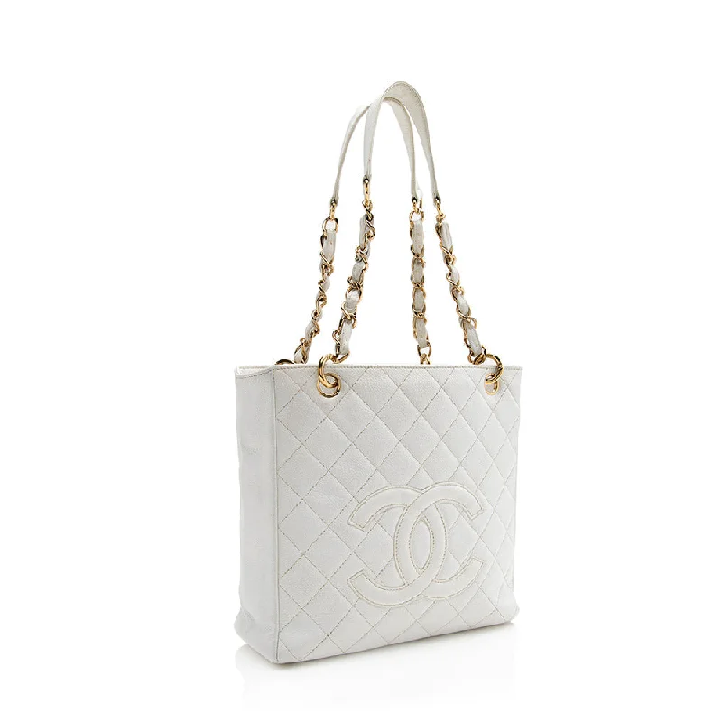 Chanel Caviar Leather Petite Shopping Tote (21296)