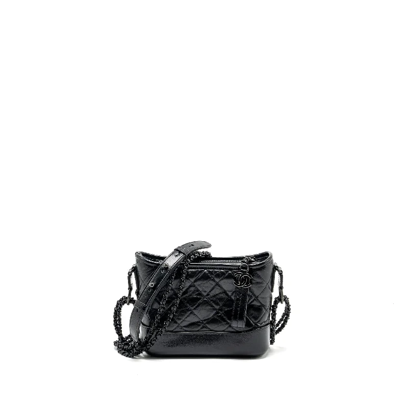 Chanel Small Gabrielle Hobo Bag Aged Calfskin So Black