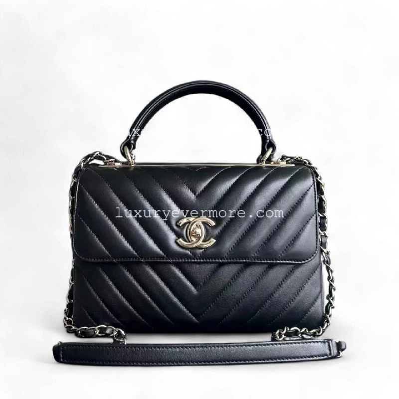 Trendy CC Small 25CM Chevron Lambskin Black Golden Hardware Series 26