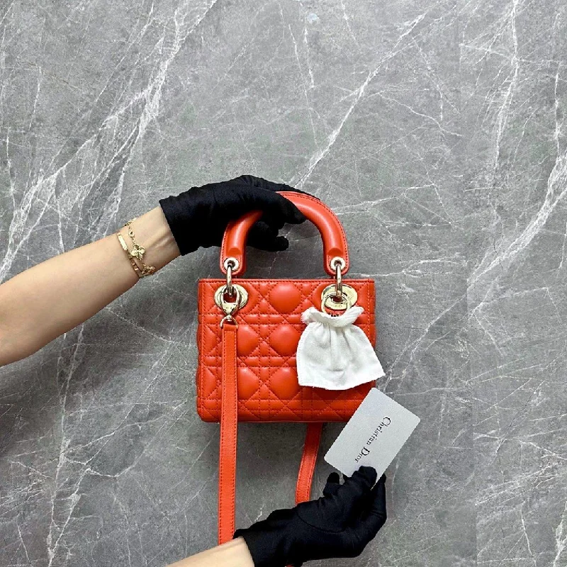 *Brand New* Lady Mini Cannage Lambskin Orange GHW