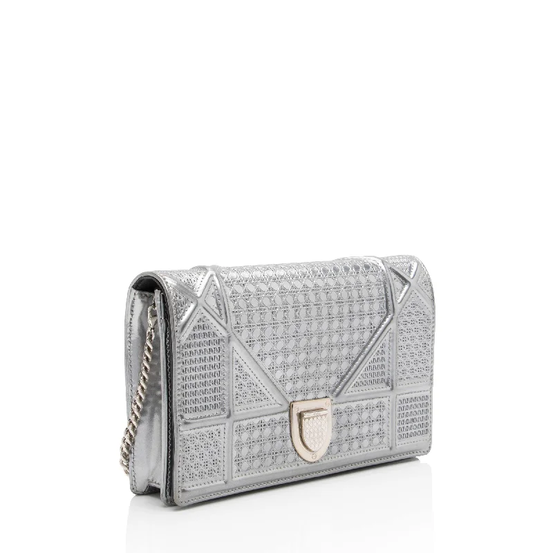 Dior Metallic Calfskin Micro Cannage Diorama Wallet on Chain Bag (BdR72M)