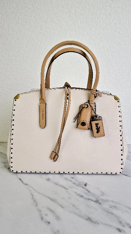 Coach 1941 Cooper Carryall in Chalk & Beechwood with Border Rivets Colorblock - Handbag Shoulder Bag Coach 29256